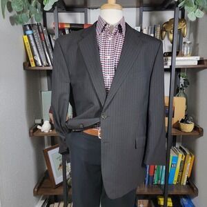 Joseph Abboud Nordstrom Men's Suit Jacket Two Button‎ Brown Striped Wool 48R